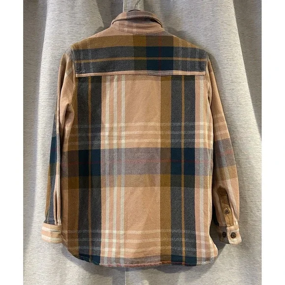 Carhartt Loose Fit Heavyweight Twill Plaid Flannel Shirt Women's Size XS Tan - Picture 4 of 5